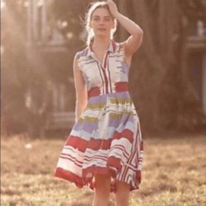 Floreat Anthropologie chromatic canvas shirt dress multi-color 4